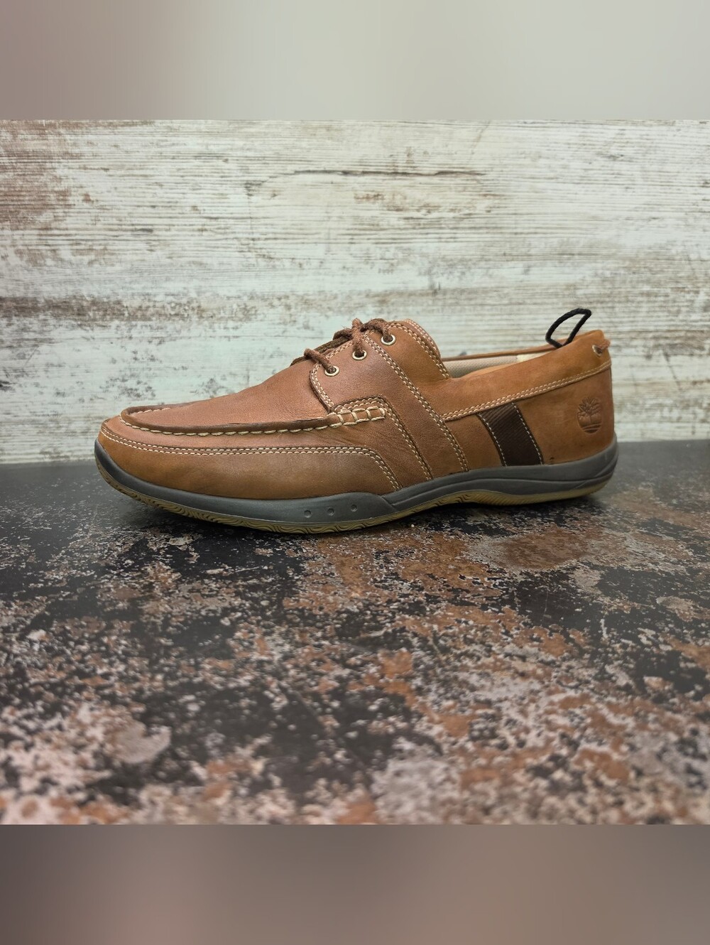 Mens Timberland Boat Shoes Loafers Sz 10 W Wide Used Brown Leather 72565 6960